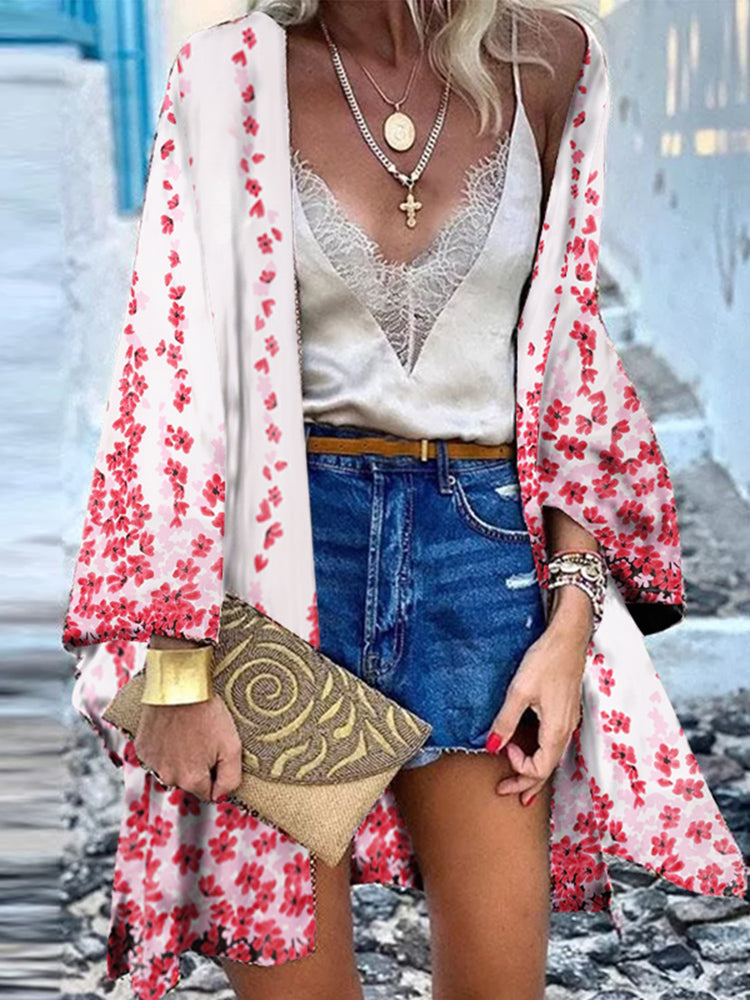 JuliaFashion - 2024 Women Cardigan Open Front Bohemian Floral Printed Blouse