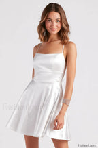 A Moment In Charming Satin Skater Dress XS / Ivory