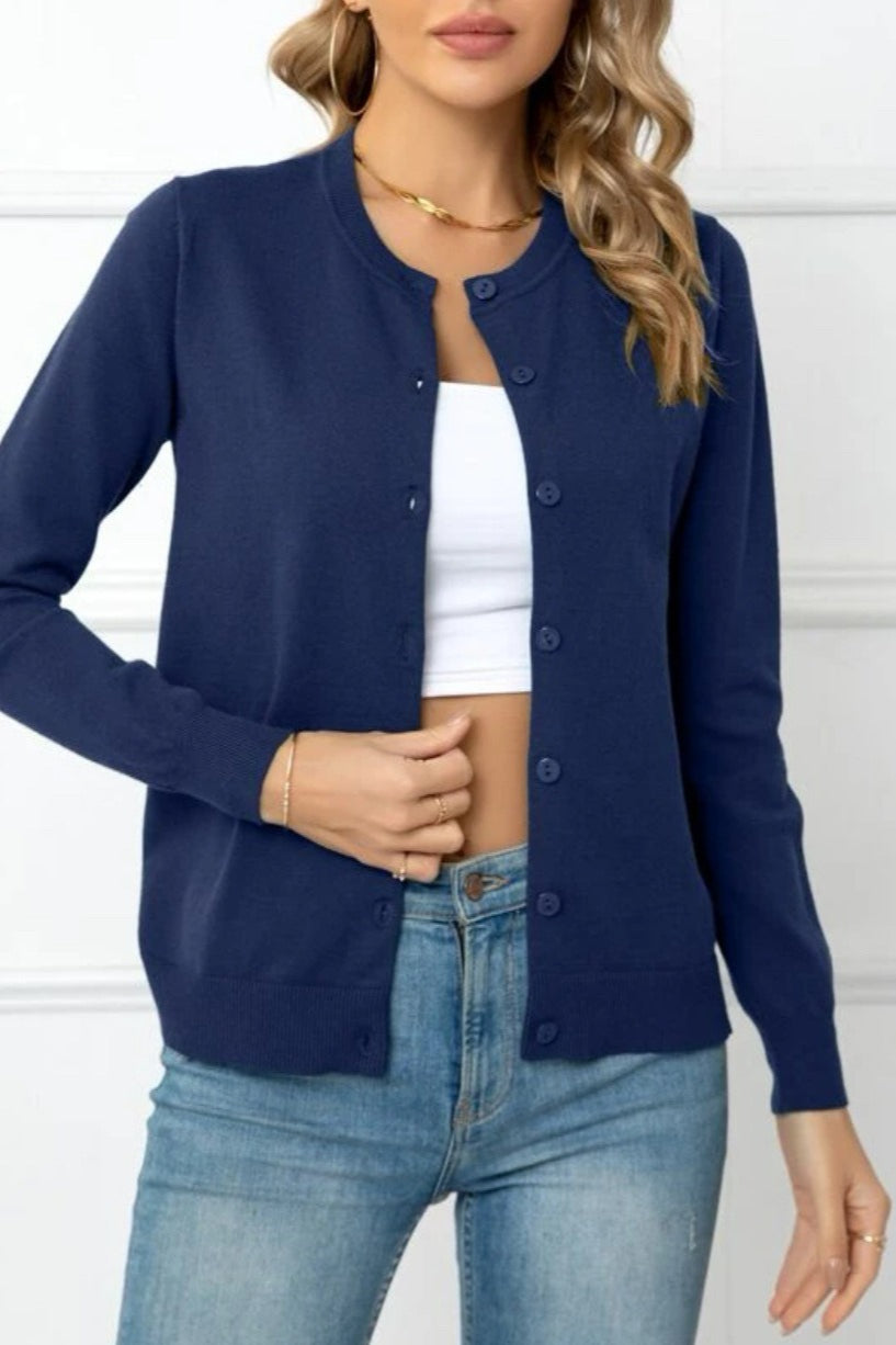 Solid Color Knit Cardigan