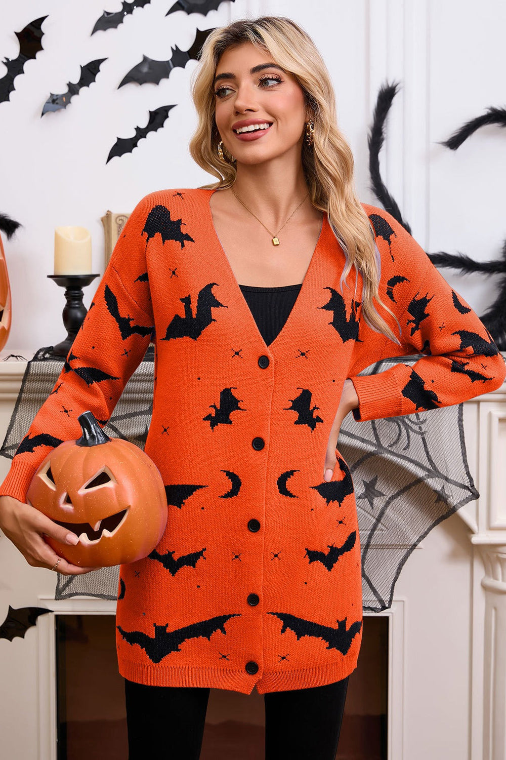 Halloween Bat Jacquard Knit Sweater