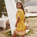 JuliaFashion - Short Sleeve Geometric Print Boho Dress