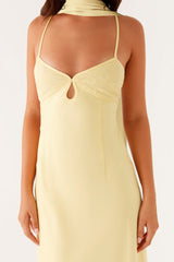 V Neck Tie Back Satin Maxi Dress