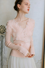 Feather Lace Detail Knit Top