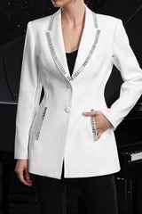 Slim Fit Rhinestone Lapel Blazer