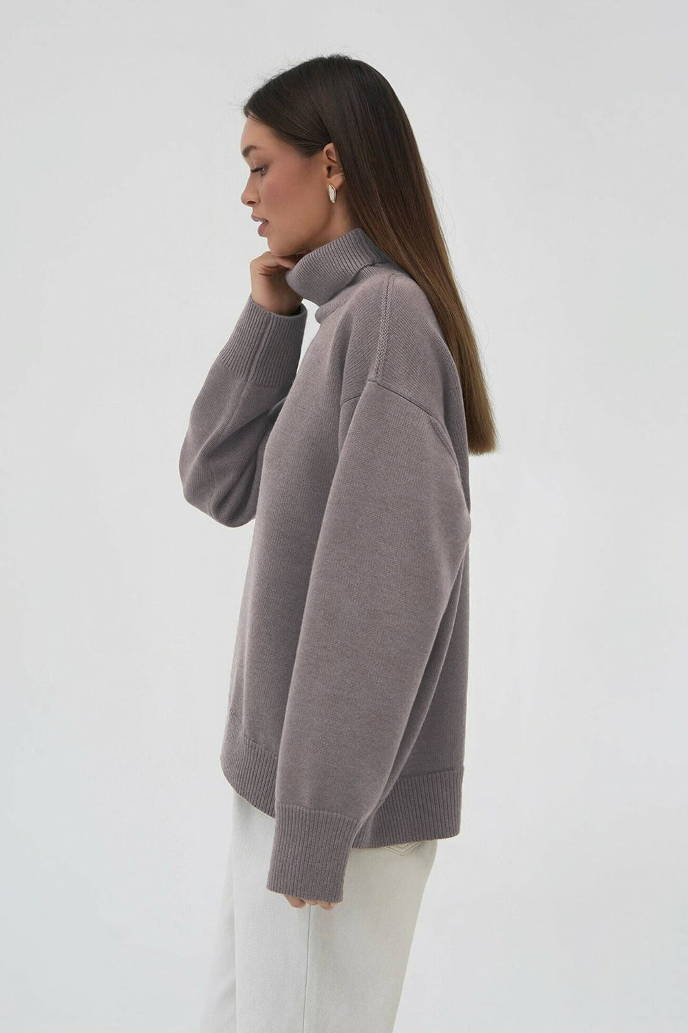 Basic Solid Knit Turtleneck Sweater