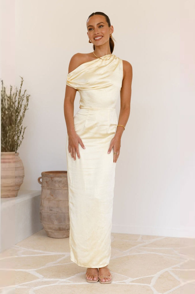 Solid Sleeveless Asymmetric Formal Dress