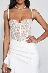 Lace Ruffle Hem Bodycon Cocktail Dress