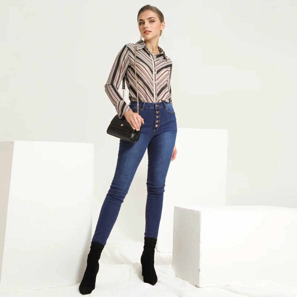 Julia Fashion - Deep Blue High Waist Jeans