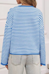 Striped Color Block Cardigan S / Blue
