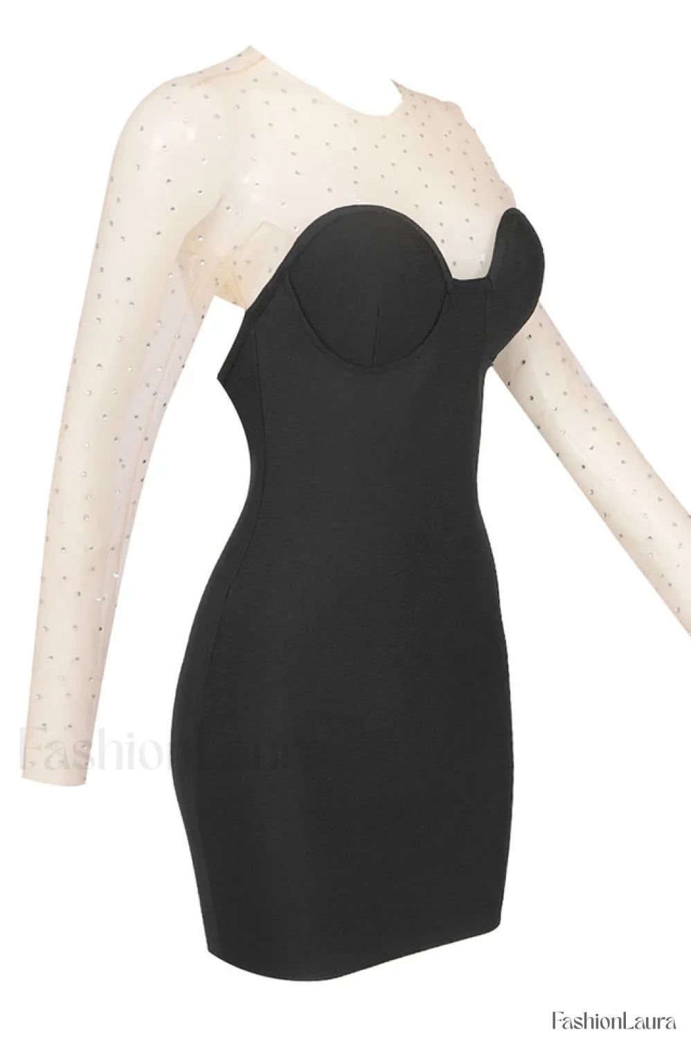 Aarohi Crystal Stylish Mesh Mini Dress