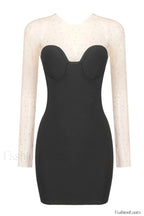 Aarohi Crystal Stylish Mesh Mini Dress XS / Black