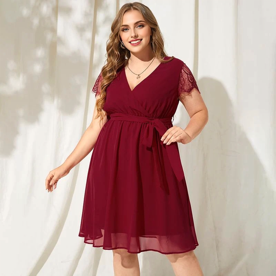 JuliaFashion - Short Sleeve Lace Chiffon Bohemian Sundress