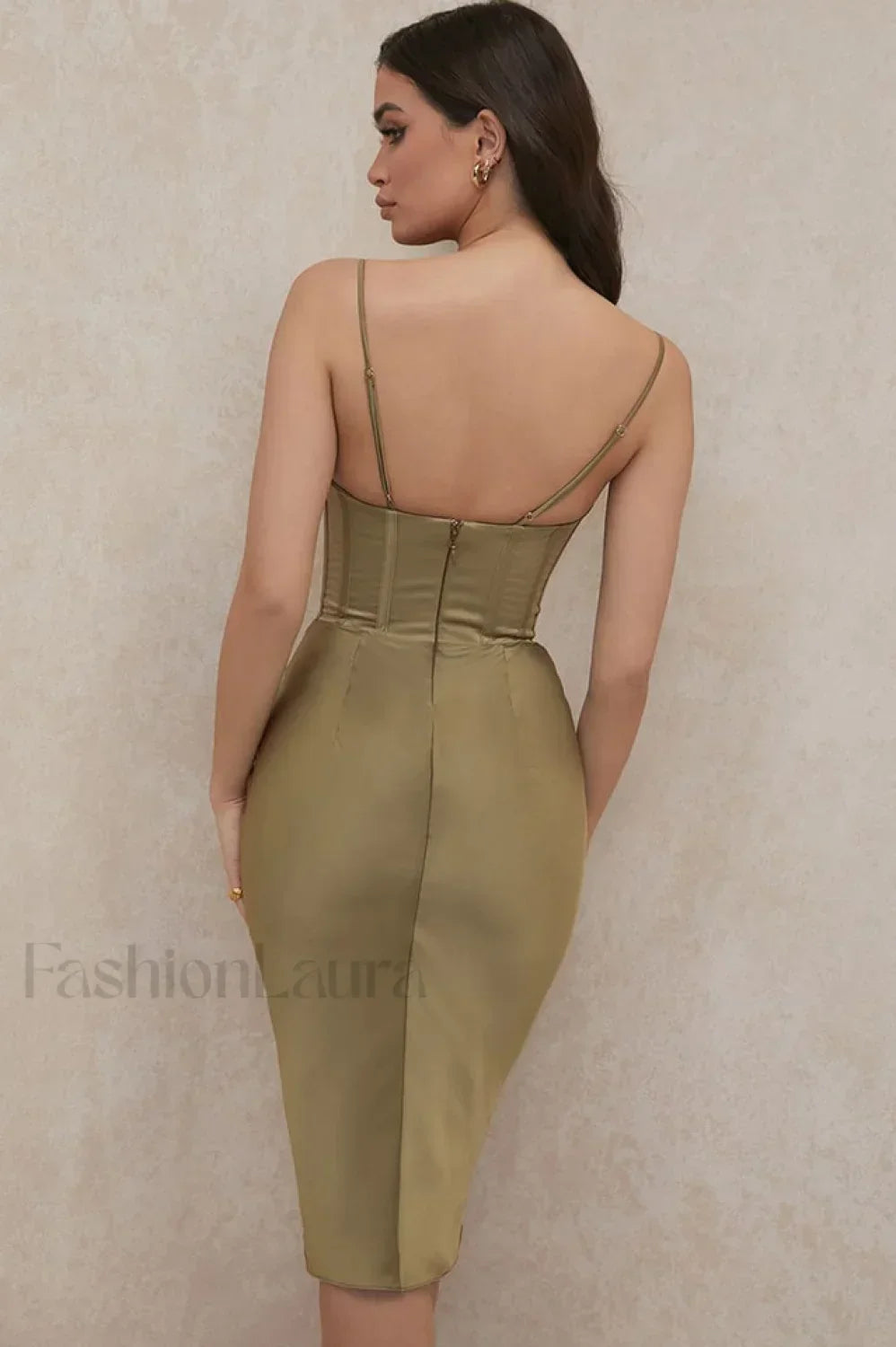 Absolute Elegance Satin Charming Corset Midi Dress