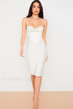 Absolute Elegance Satin Charming Corset Midi Dress