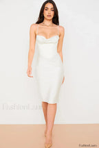 Absolute Elegance Satin Charming Corset Midi Dress