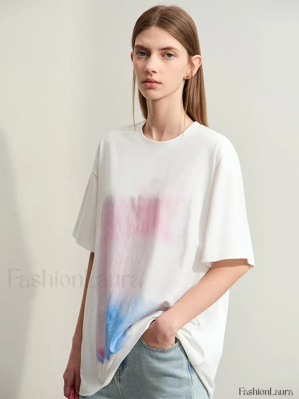 Abstract Print Loose Fit T Shirt