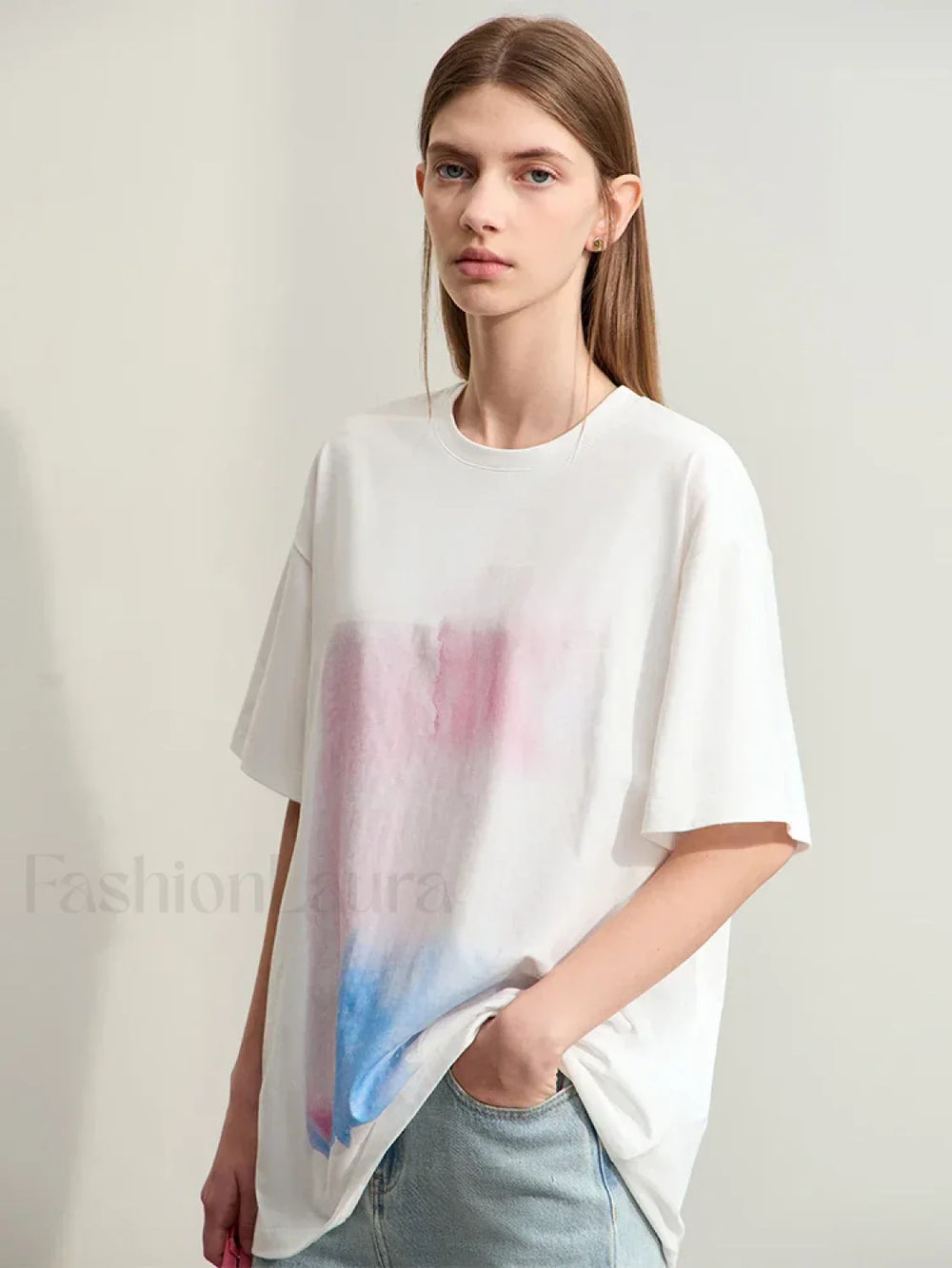 Abstract Print Loose Fit T Shirt