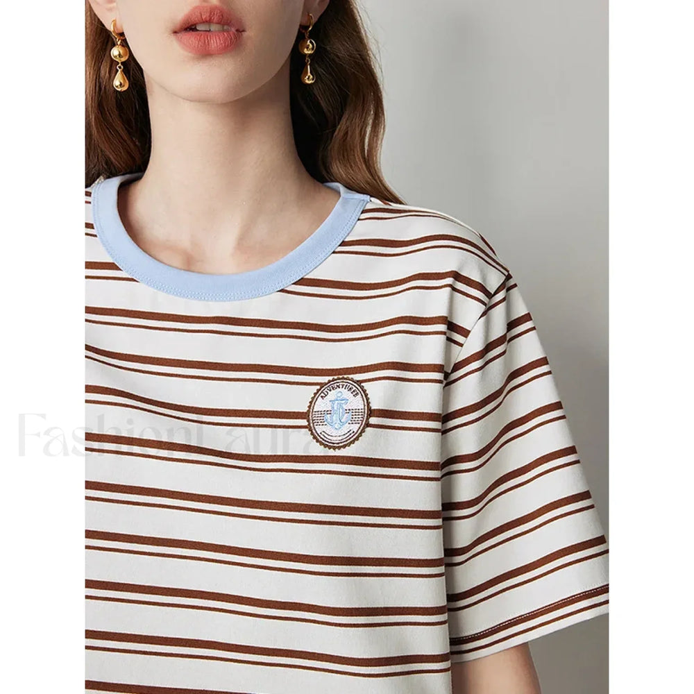 Academy Stripe Round Neck T Shirt