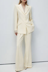 Beige Lace Waist Blazer