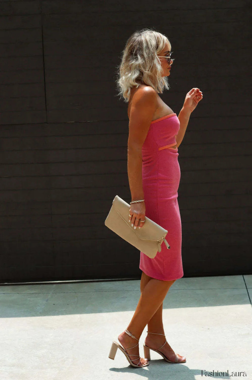 Adelaide Stripe Cutout Charming Rib Midi Tube Dress