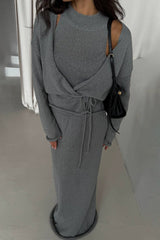 Tie Front Knit Set Sweater Dress