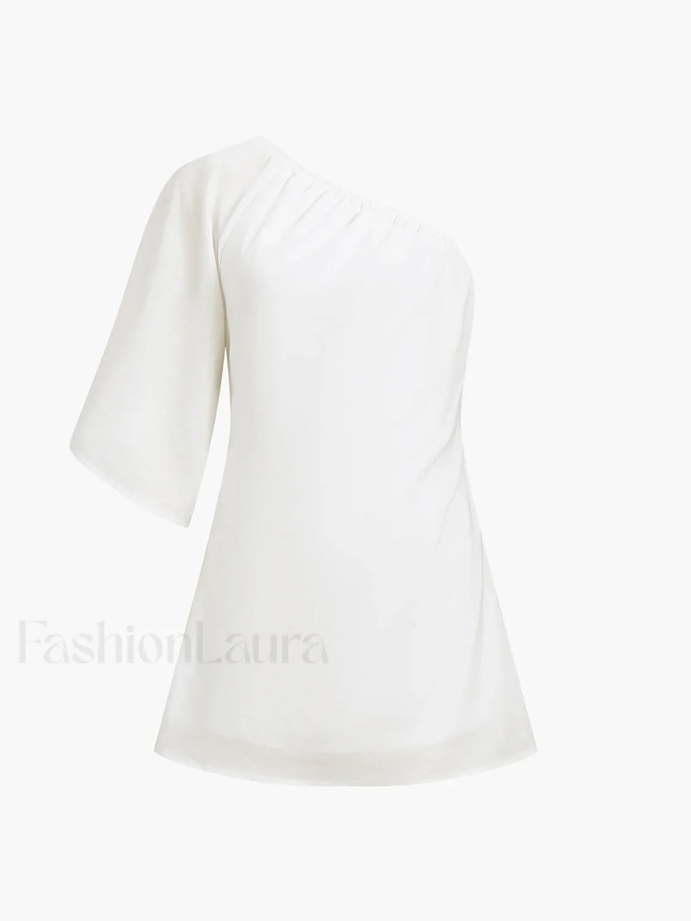 Aegean Cotton Linen One Sleeve Short Dress Dresses