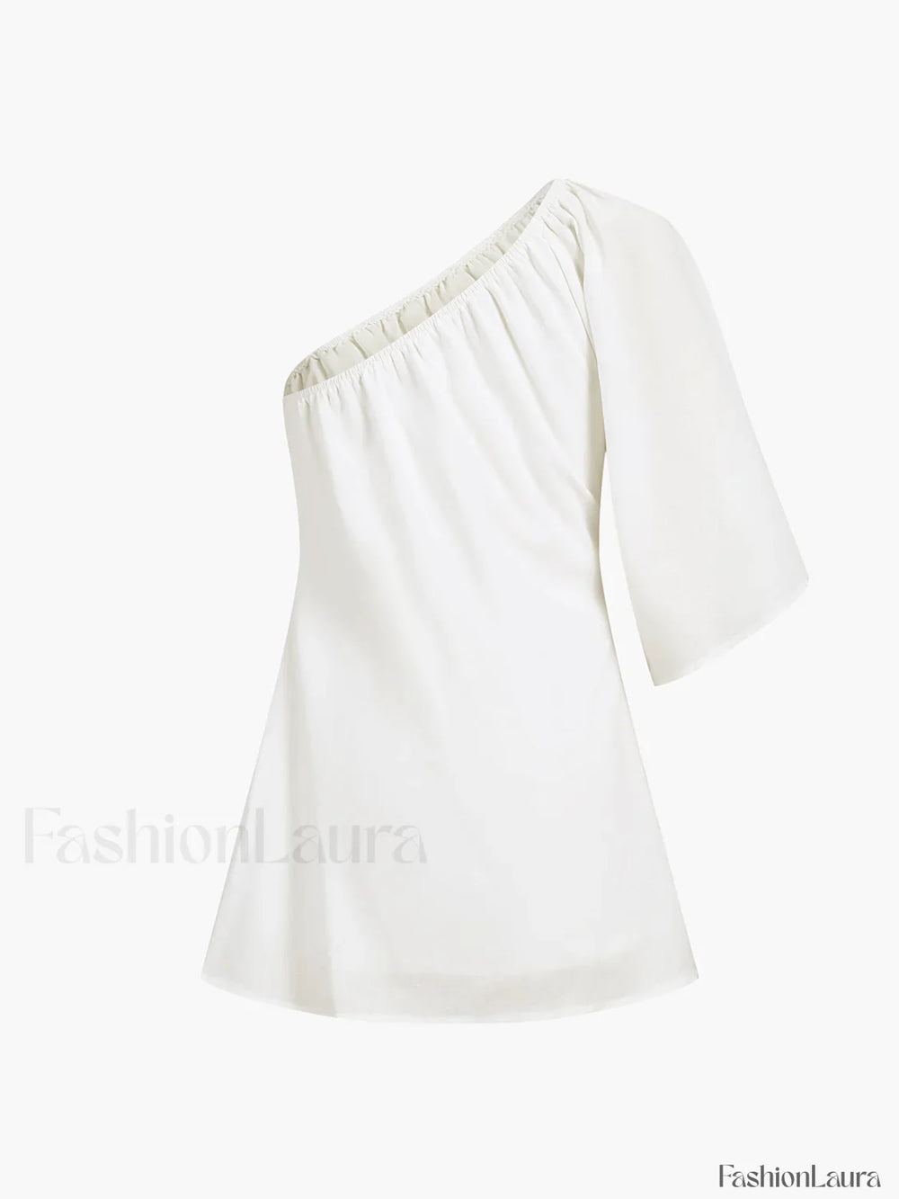 Aegean Cotton Linen One Sleeve Short Dress Dresses