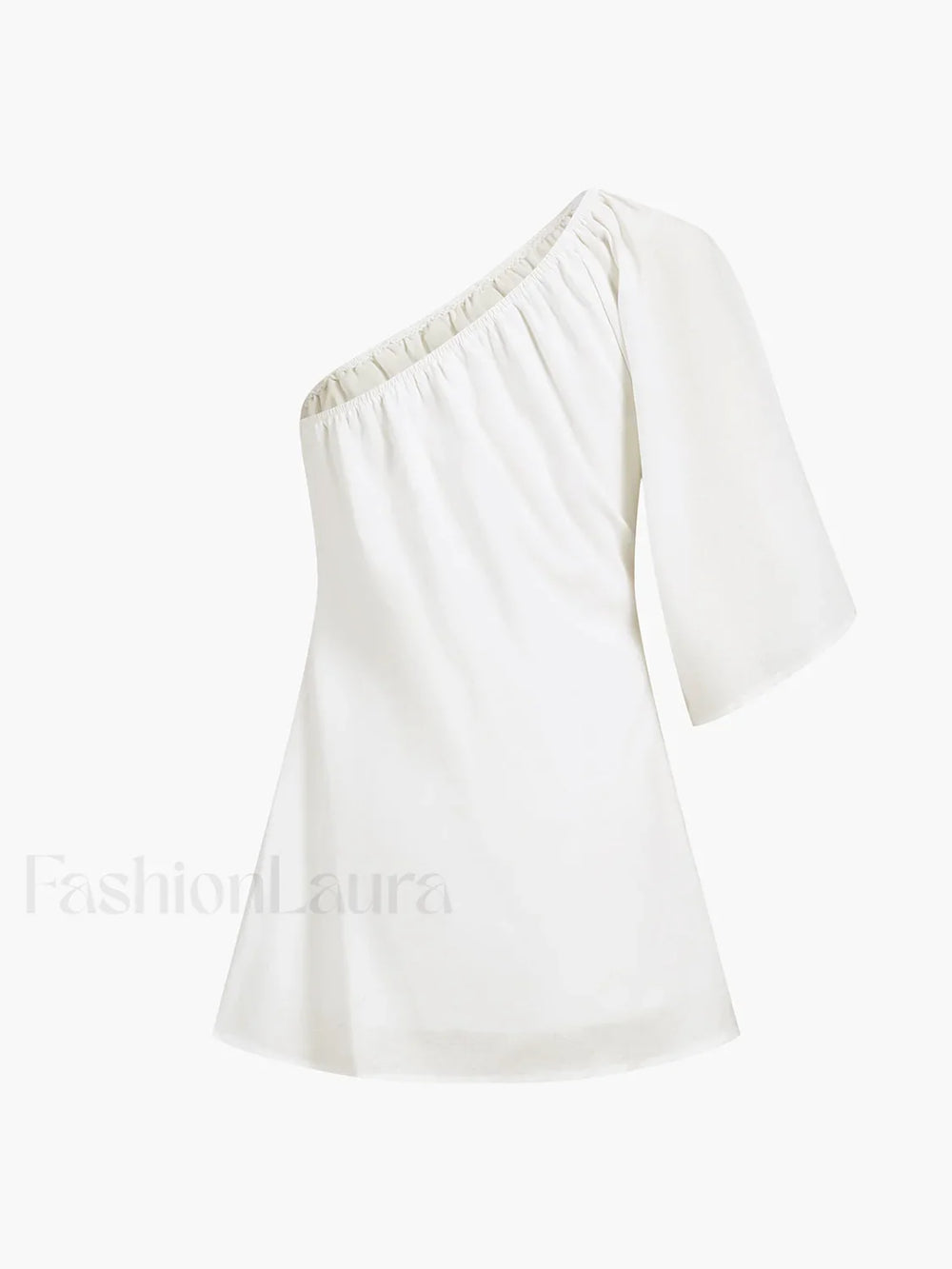 Aegean Cotton Linen One Sleeve Short Dress Dresses