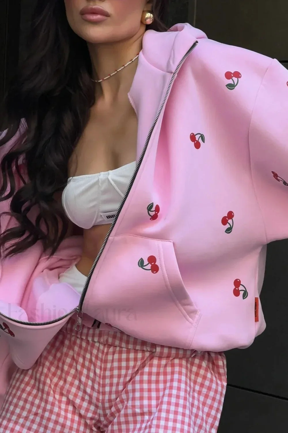 Aesthetic Cherry Print Hoodie