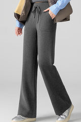 Fleece Lined Thermal Draping Lounge Straight Leg Knit Pants