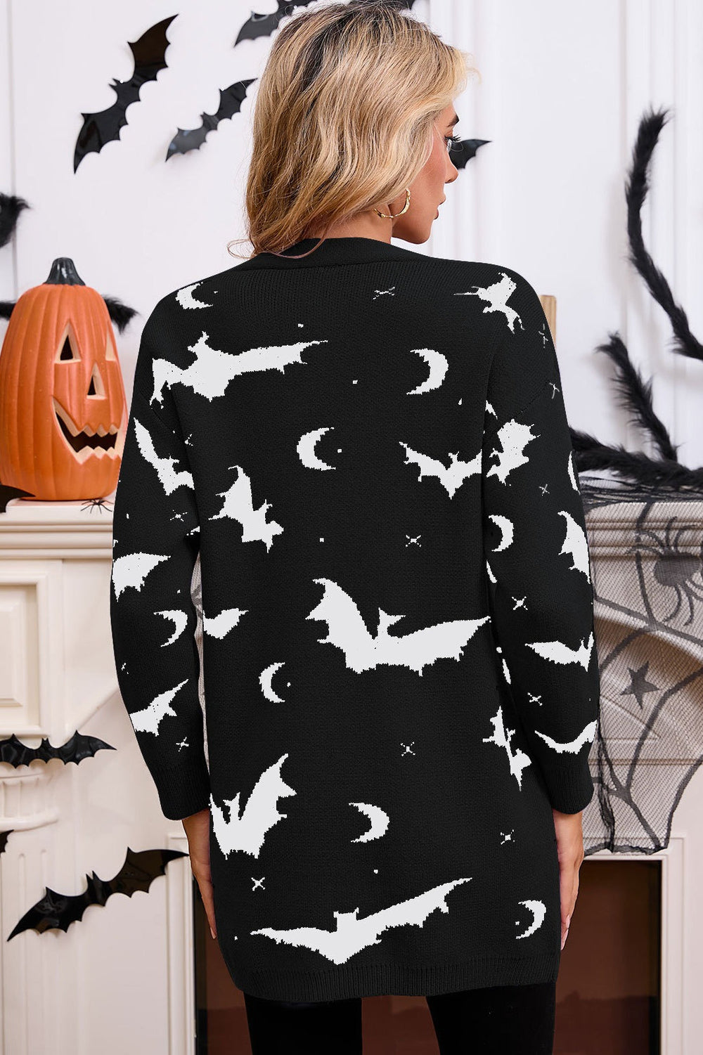 Halloween Bat Jacquard Knit Sweater
