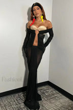 Afanen Bustier Stylish Ruched Mesh Dress