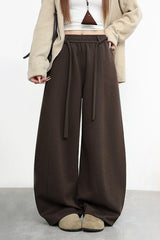 Fleece Lined Curved High Waist Knit Pants
