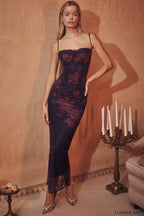 Aiza Purple Stylish Floral Dress