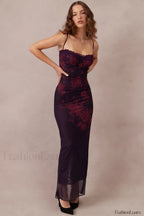 Aiza Purple Stylish Floral Dress