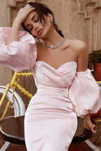 Alexandrine Puff Stylish Sleeve Mini Dress S / Blush