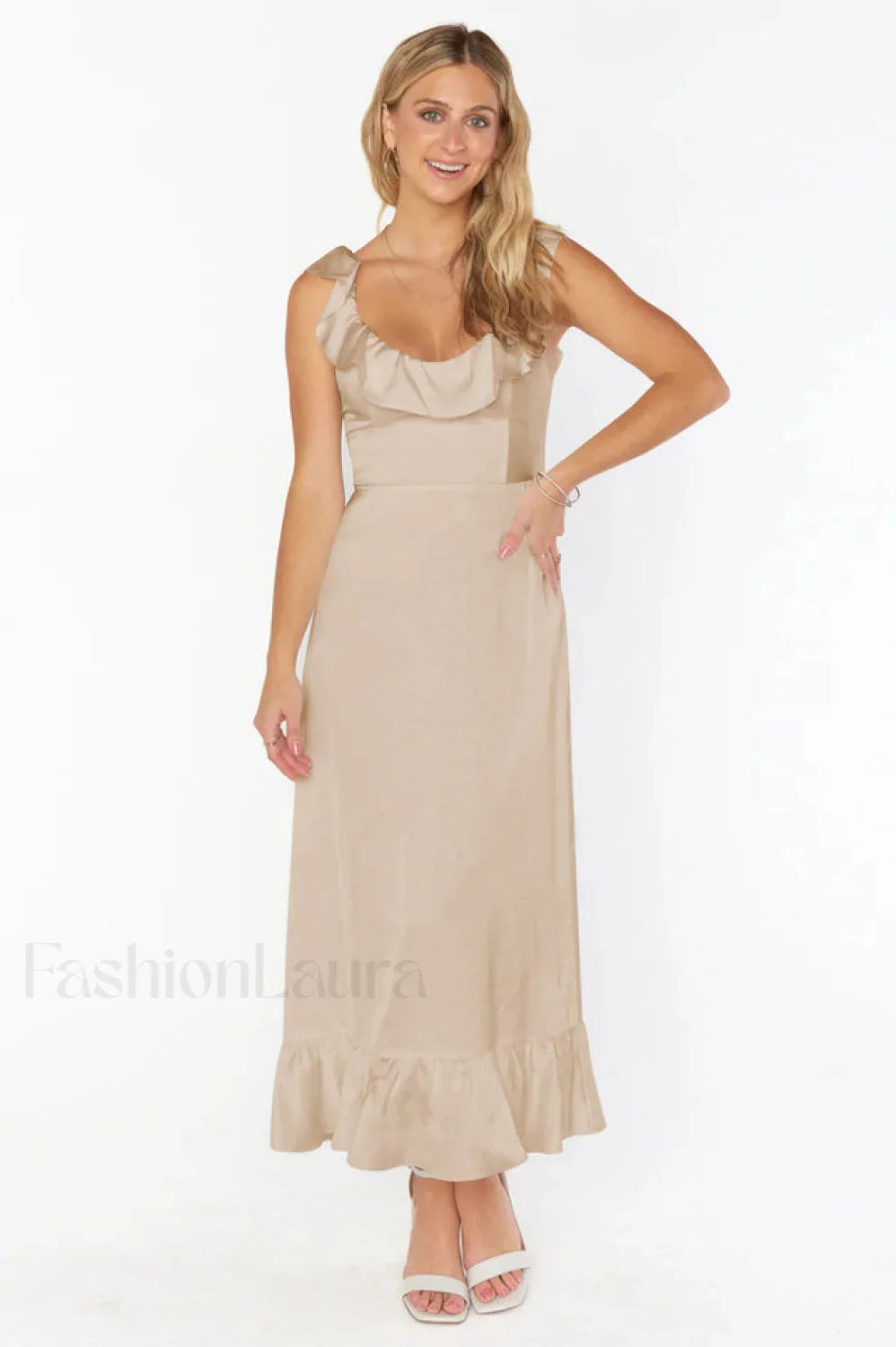 Alexis Elegant Midi Dress S / Champagne
