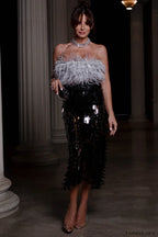 Aleyna Feather Top Charming + Sequin Skirt Set XS / Multi Color