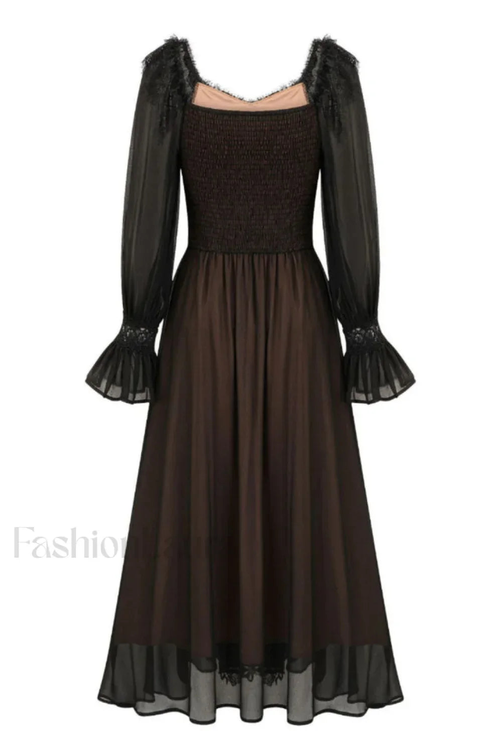 Aliana Floral Hollow Charming Long Sleeve Dress