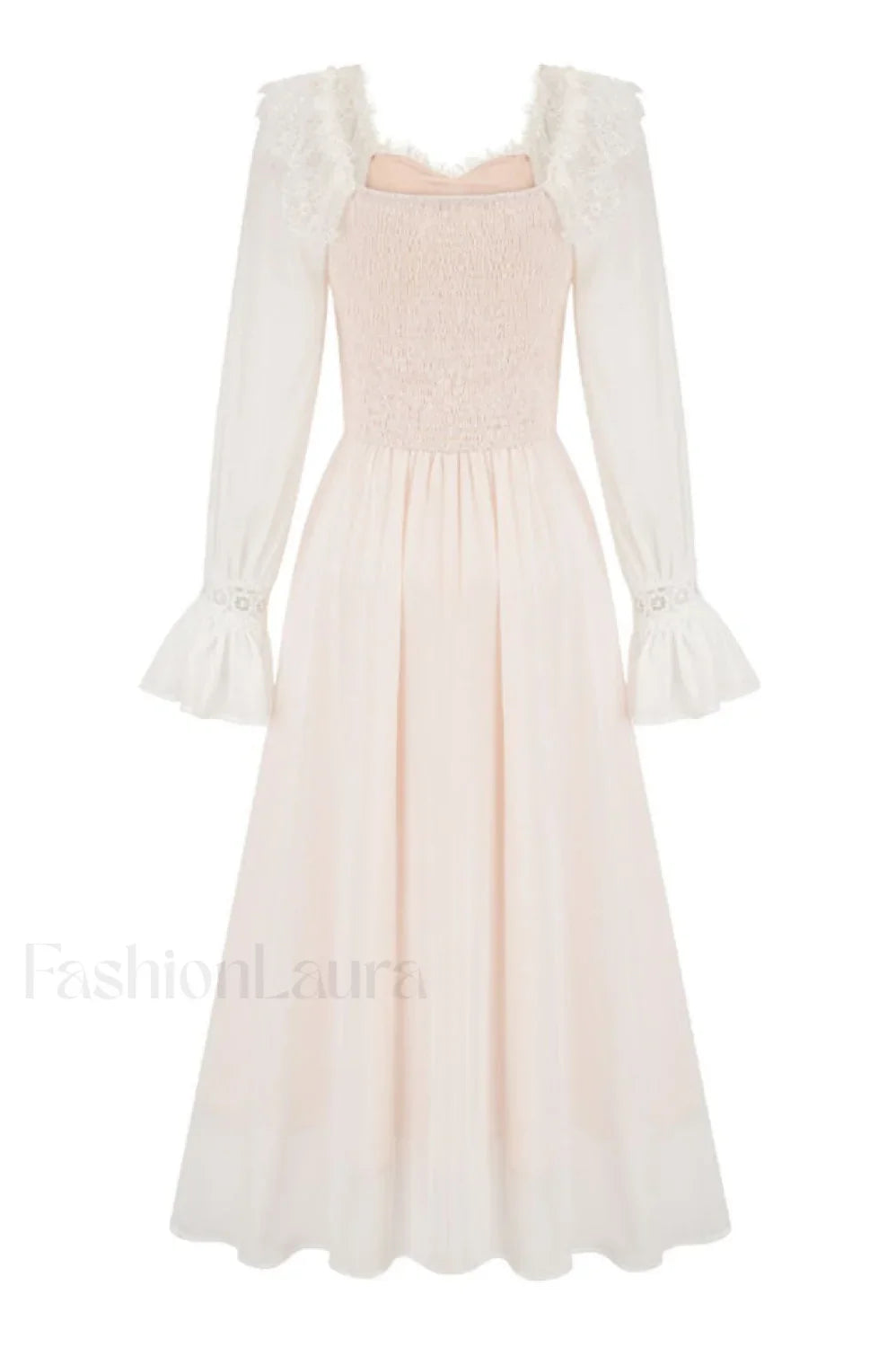 Aliana Floral Hollow Charming Long Sleeve Dress