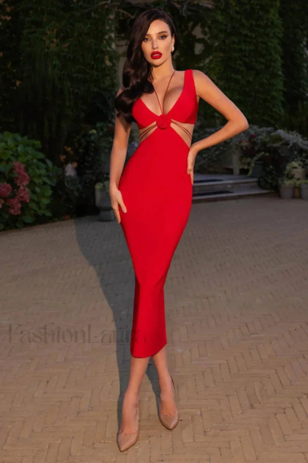 Alize Flower Stylish Embellished Maxi Dress XS / Red