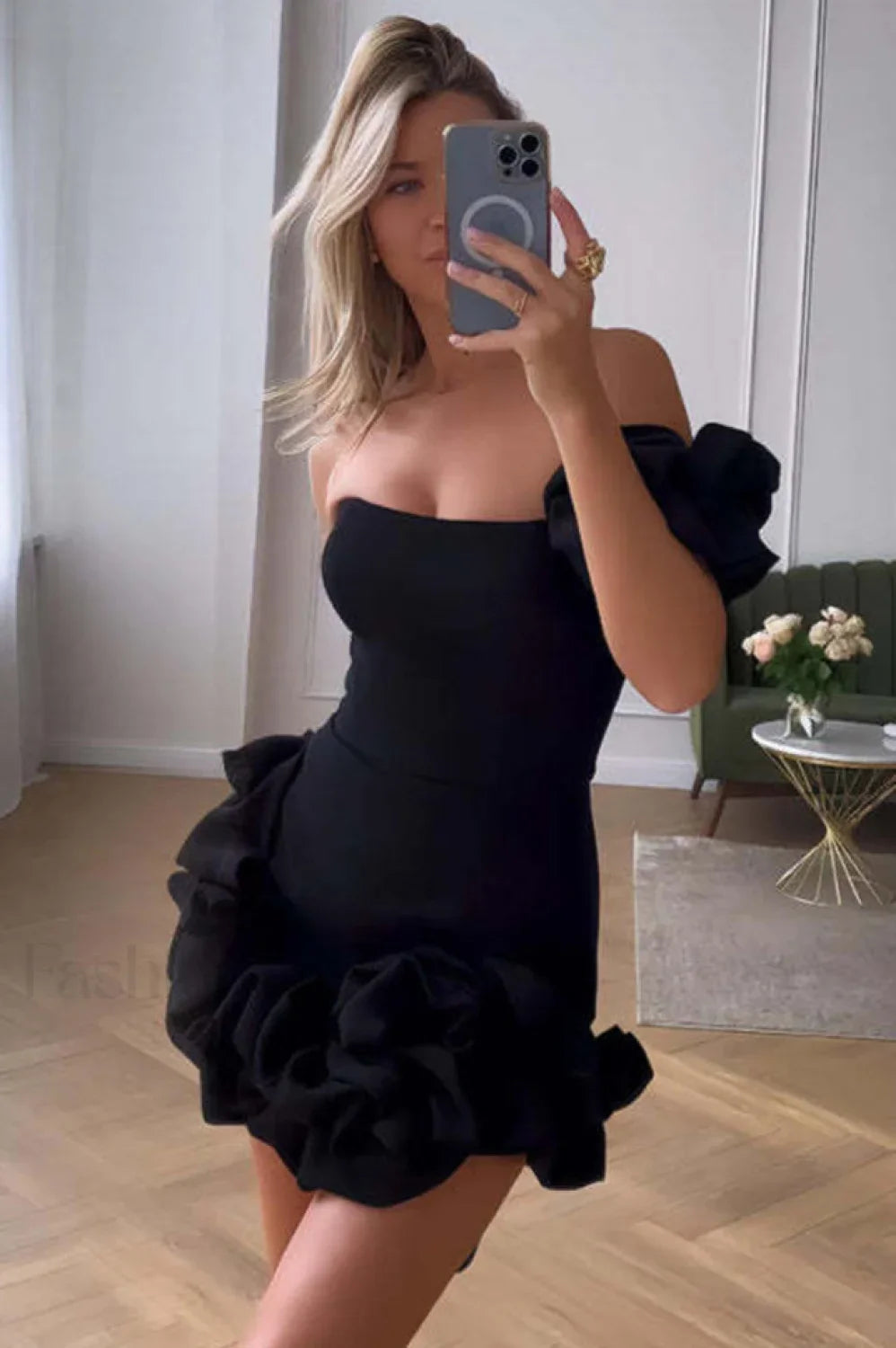 Alyssa Satin Stylish Mini Dress XS / Black