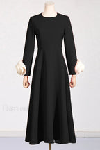 Alyvia Flower Stylish Embellished Midi Dress S / Black