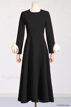 Alyvia Flower Stylish Embellished Midi Dress S / Black