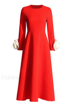 Alyvia Flower Stylish Embellished Midi Dress S / Red