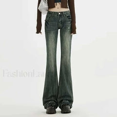 American Retro High Waist Cargo Streetwear Jeans Blue / S