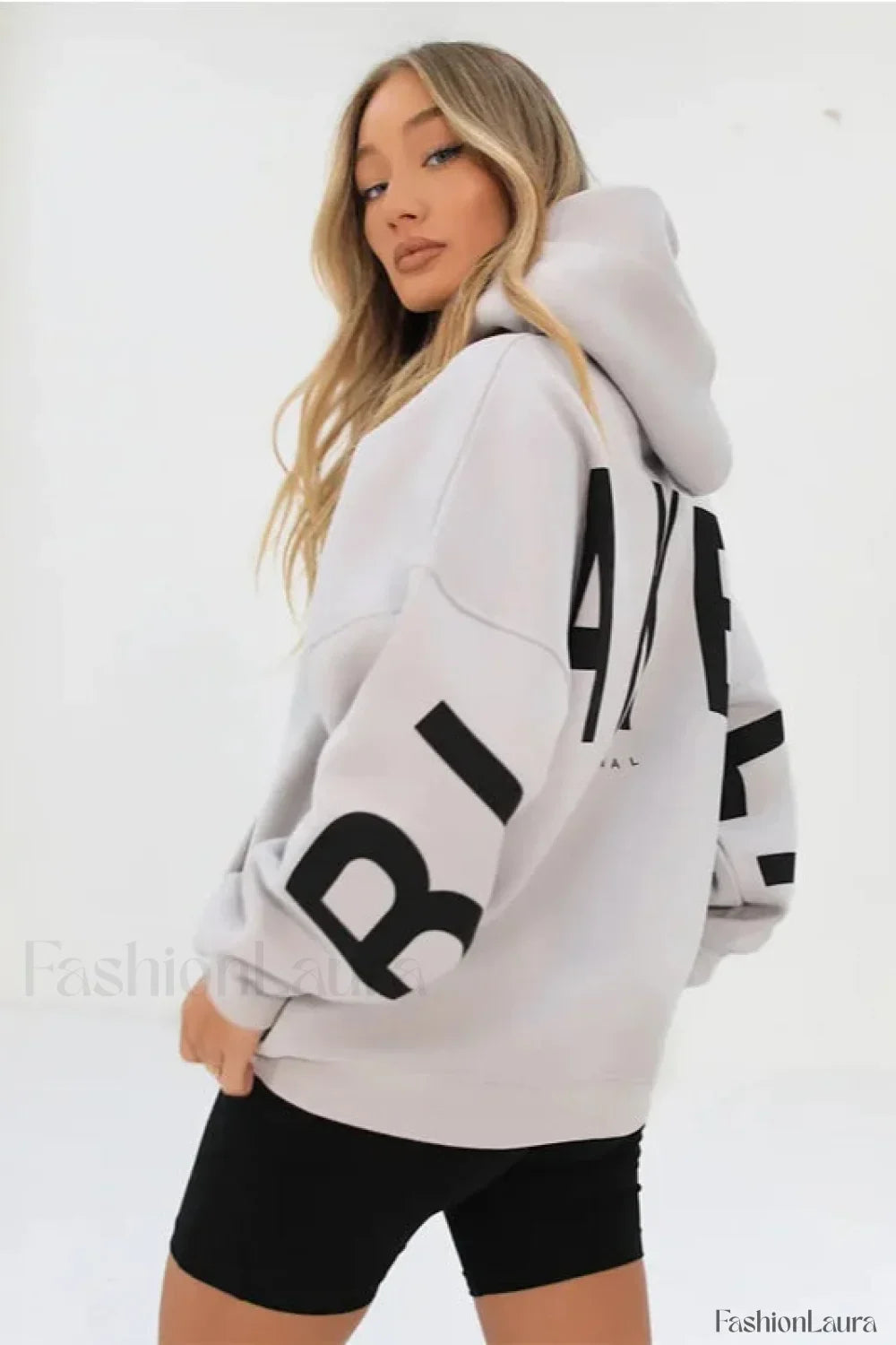 American Retro Letter Print Oversized Hoodie