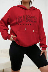American Style Casual Fleece Hoodie Red / M