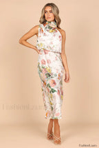 Anabelle Halter Stylish Neck Midi Dress