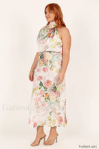 Anabelle Halter Stylish Neck Midi Dress